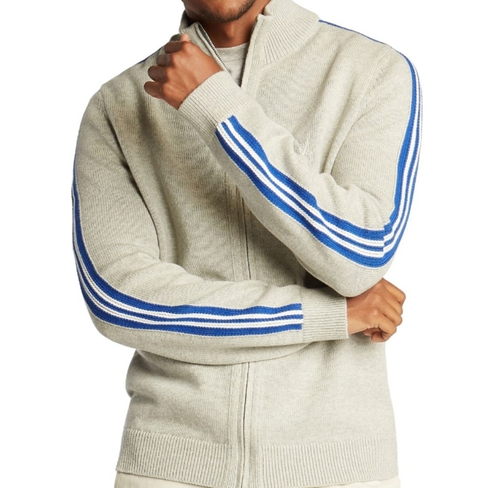 Nautica Blue Sail Full Zip Racing Strip Sweater